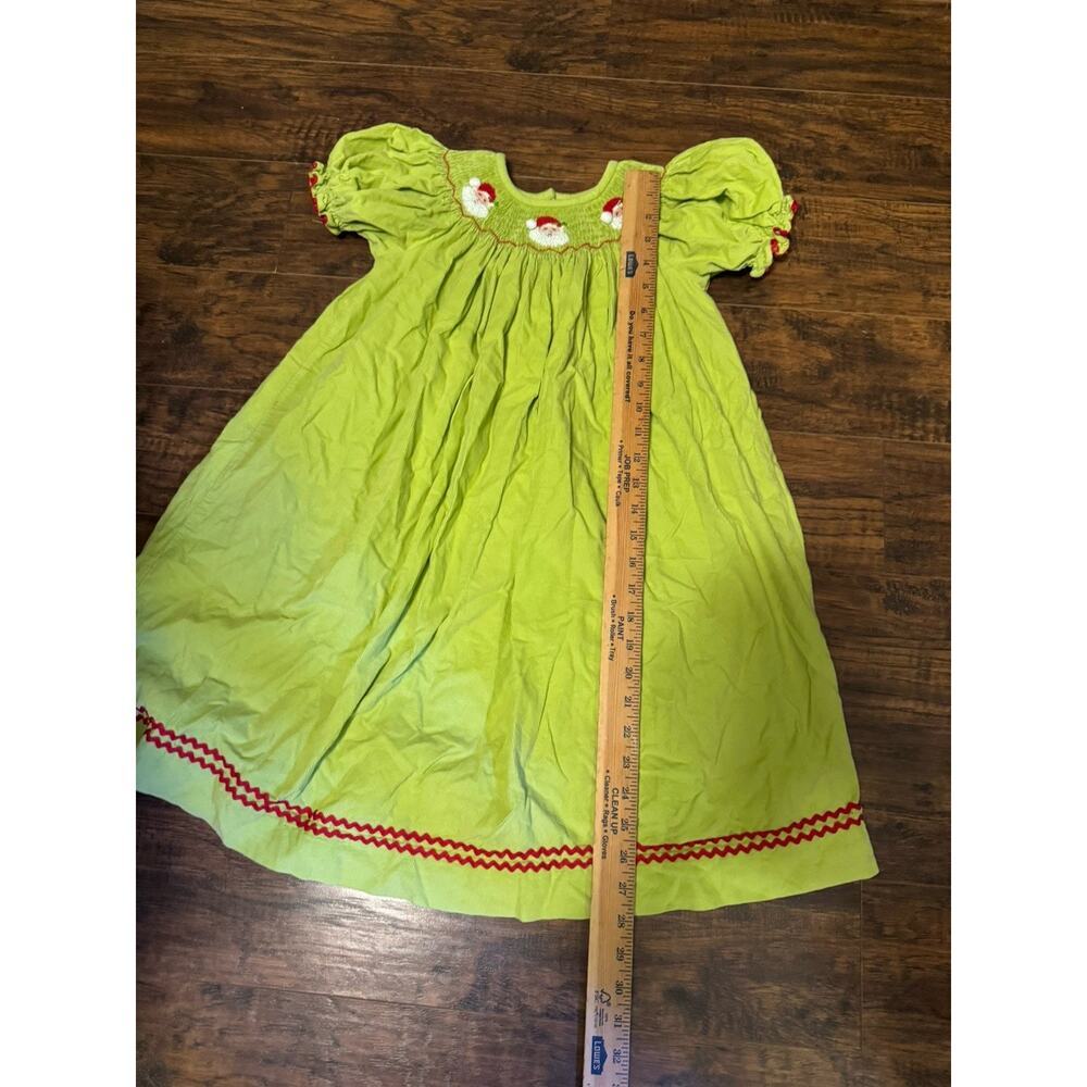 Southern Tots Green Smocked Santa Christmas Dress Sz:6 - Picture 2 of 7